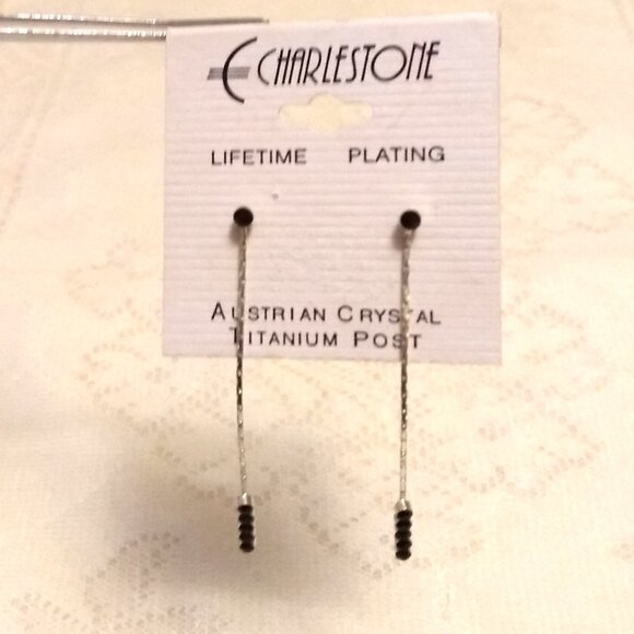 NEW Silver Plated Black Onyx Crystal Long Drop Dangle Earrings Jewelry Gifts - Picture 8 of 8